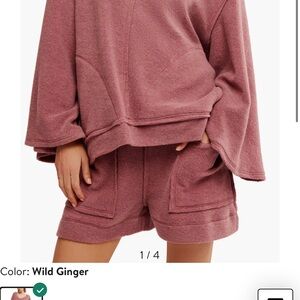 FREE PEOPLE Day Off Pull Over Lounge Top in WINE, NWT